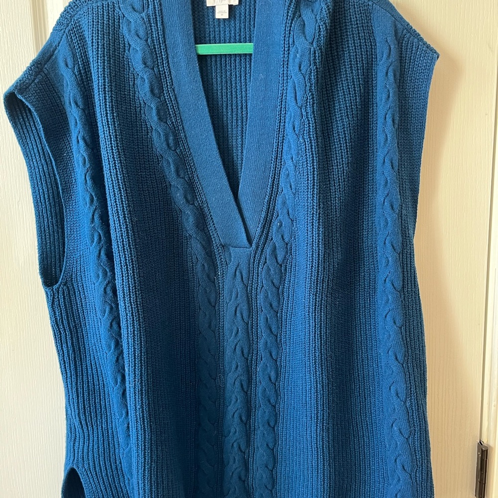 J. Jill Blue V-Neck Sweater Vest